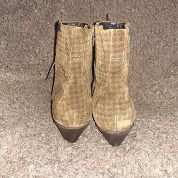 CAMPER-Agatha Brown/Black-Houndstooth Suede -Back Zip-Lace Accent-Sz 40-Excellen - Picture 4 of 6